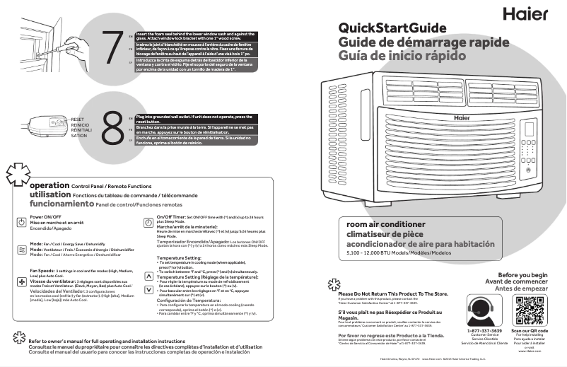 Page 1 de la notice Guide d'installation Haier ESA405P
