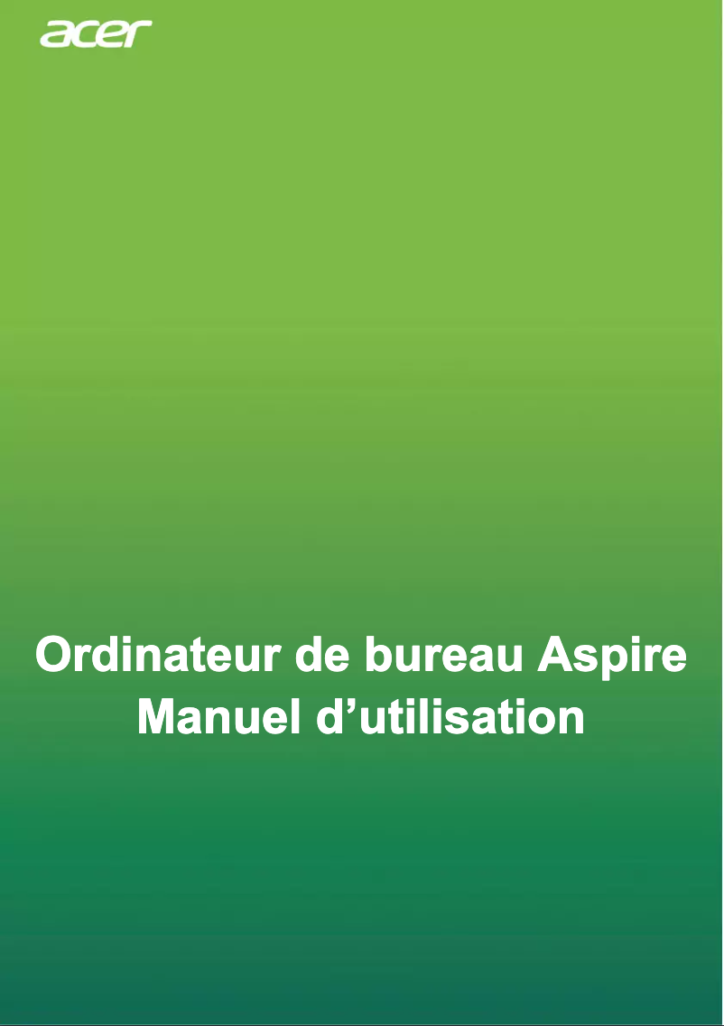 Page 1 de la notice Manuel utilisateur Acer Aspire XC-840