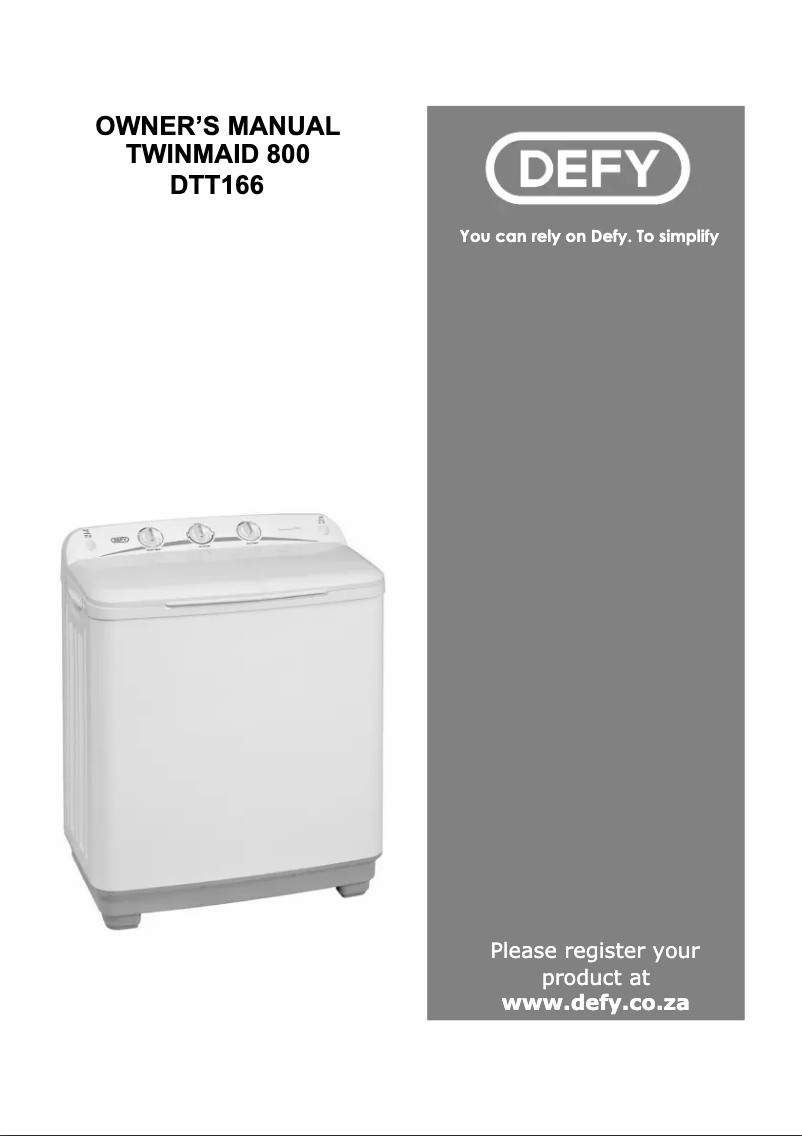 Page 1 de la notice Manuel utilisateur Defy DTT 166 TwinMaid