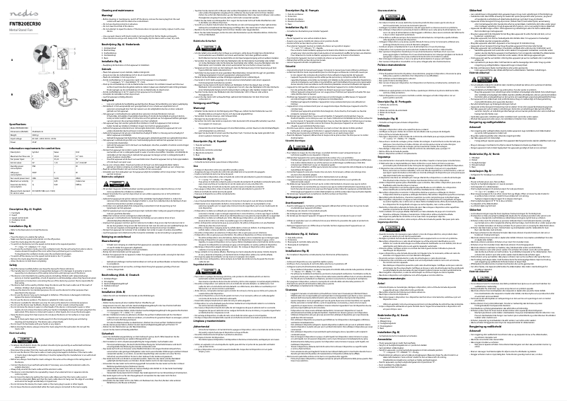 Page n°1 - Manuel utilisateur Nedis FNTB20ECR30