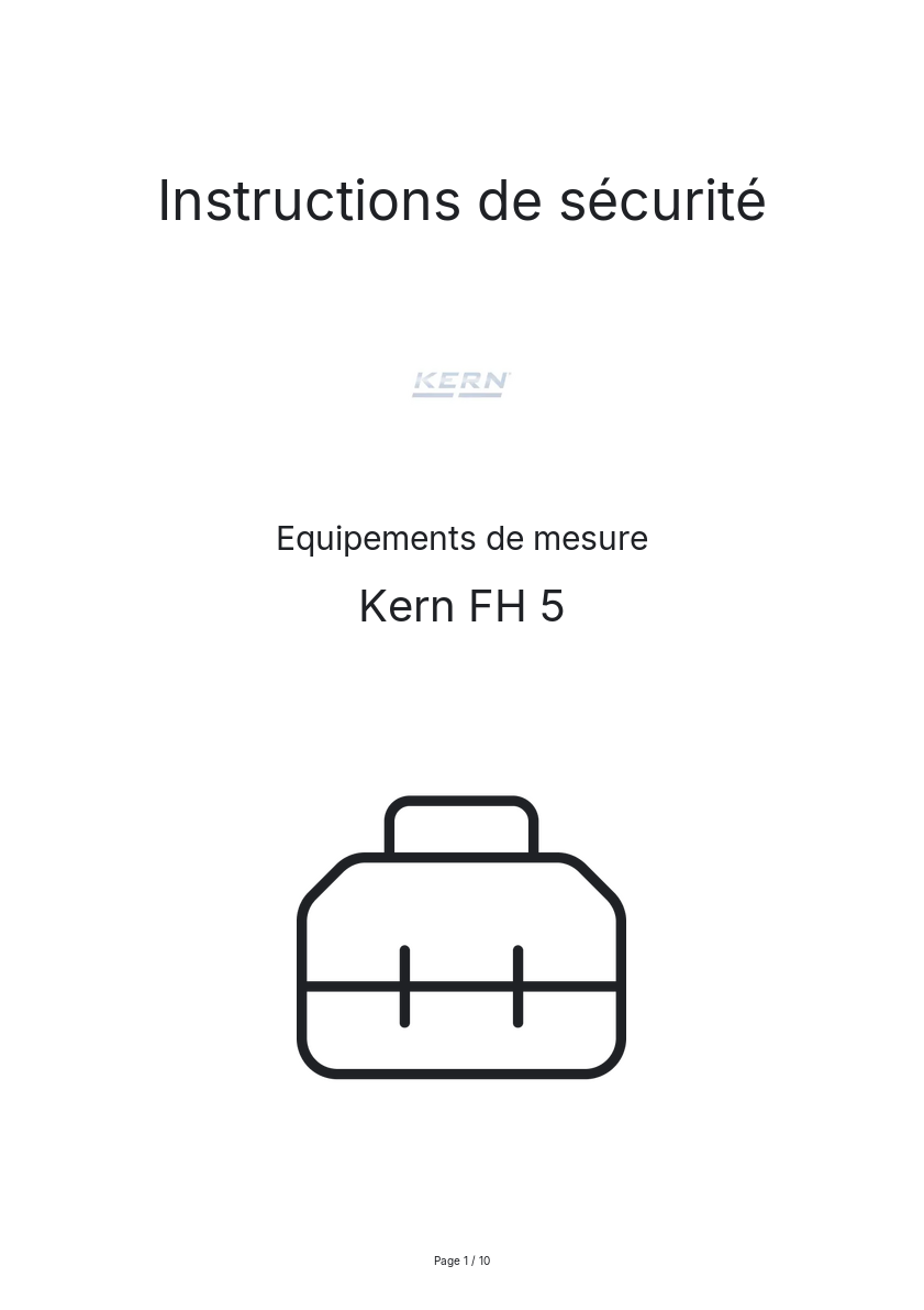 Page n°1 - Instructions de sécurité Kern FH 5