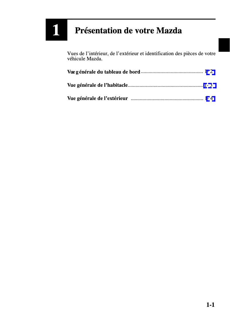 Page 1 de la notice Manuel utilisateur Mazda 626 (2002)