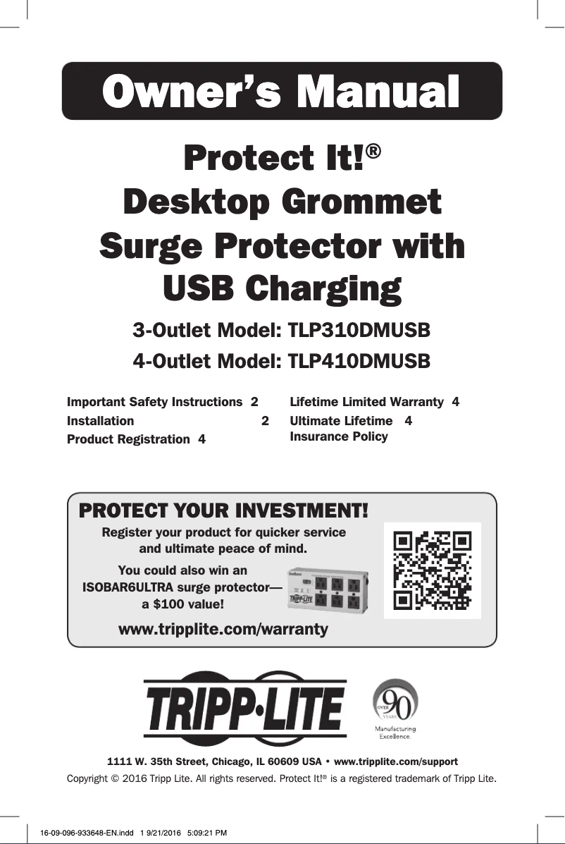 Image de la première page du manuel de l'appareil Protect It! TLP410DMUSB