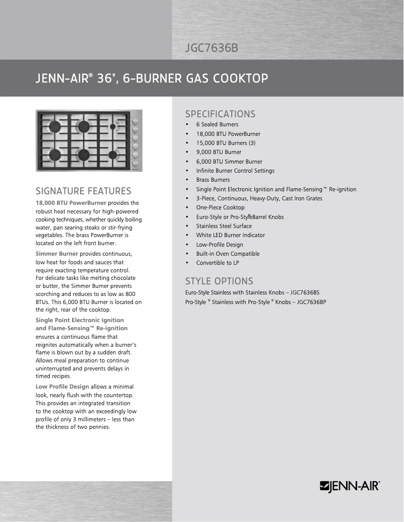 Image de la première page du manuel de l'appareil JGC7636BP