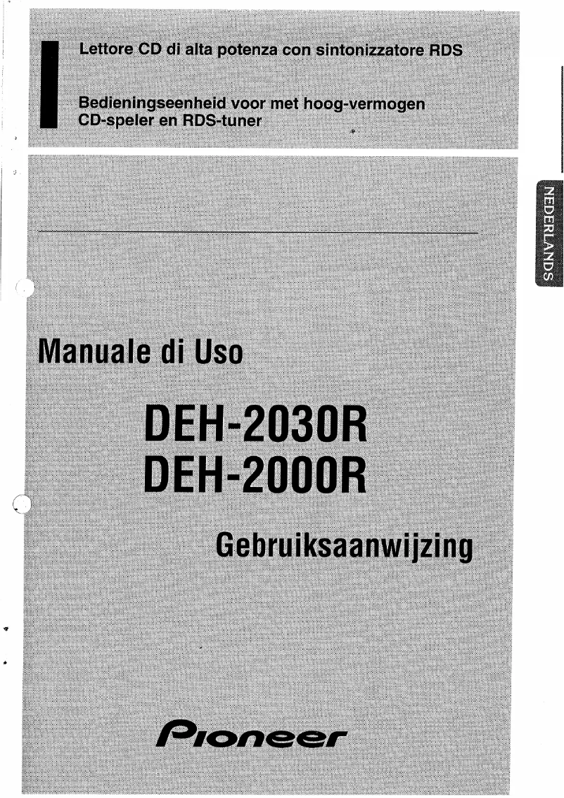 Page n°1 - Manuel utilisateur Pioneer DEH-2000R