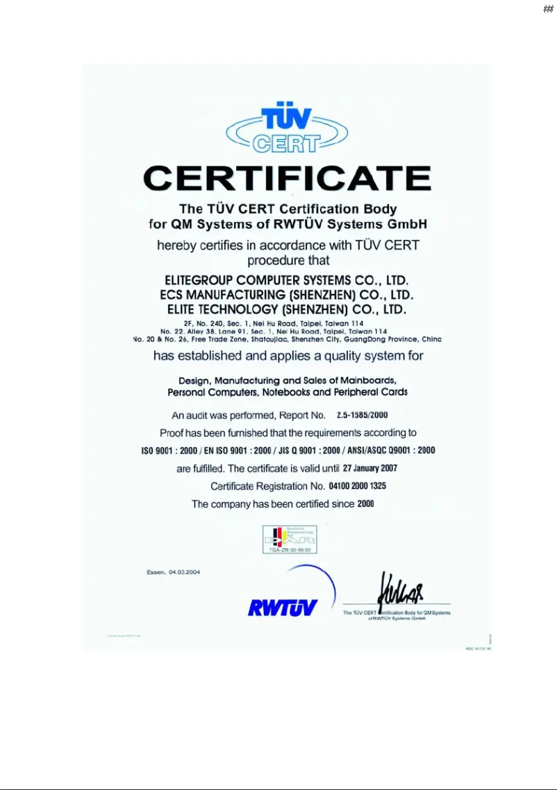 Page n°1 - Manuel utilisateur ECS 661GX/800-M7
