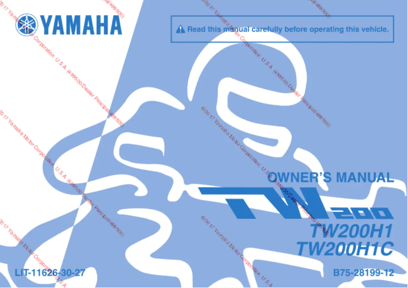 Page 1 de la notice Manuel utilisateur Yamaha TW200 (2017)
