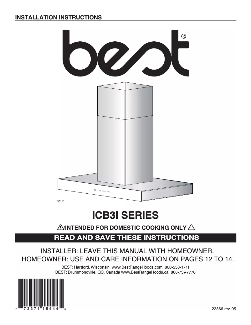 Página 1 del manual Guía de instalación Best Ispira ICB3I36SBS