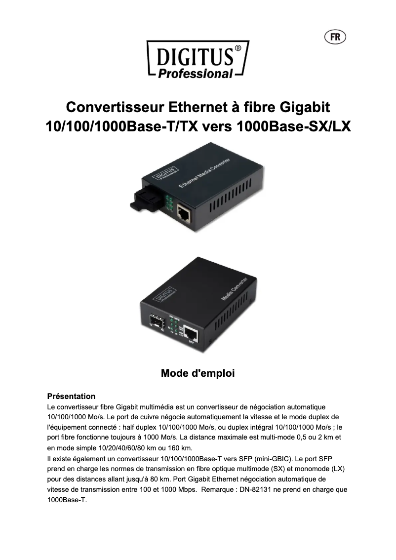 Page n°1 - Manuel utilisateur Digitus DN-82123