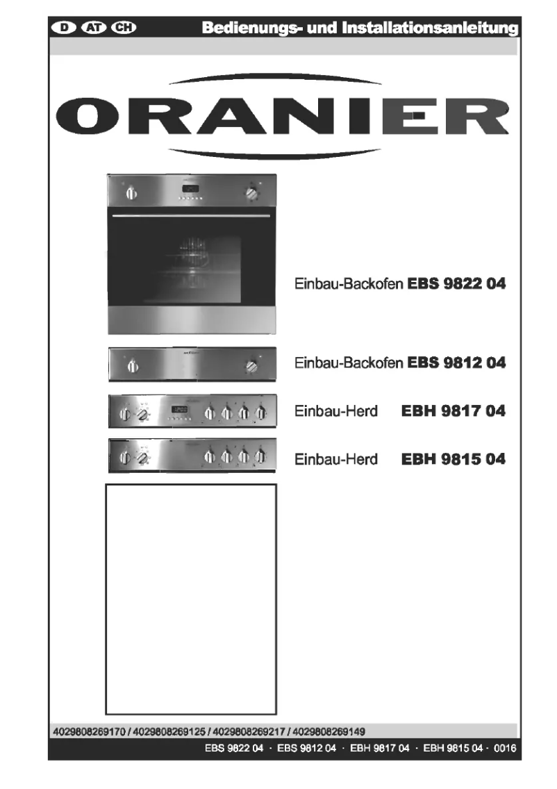 Page n°1 - Manuel utilisateur Oranier EBS 9822 04