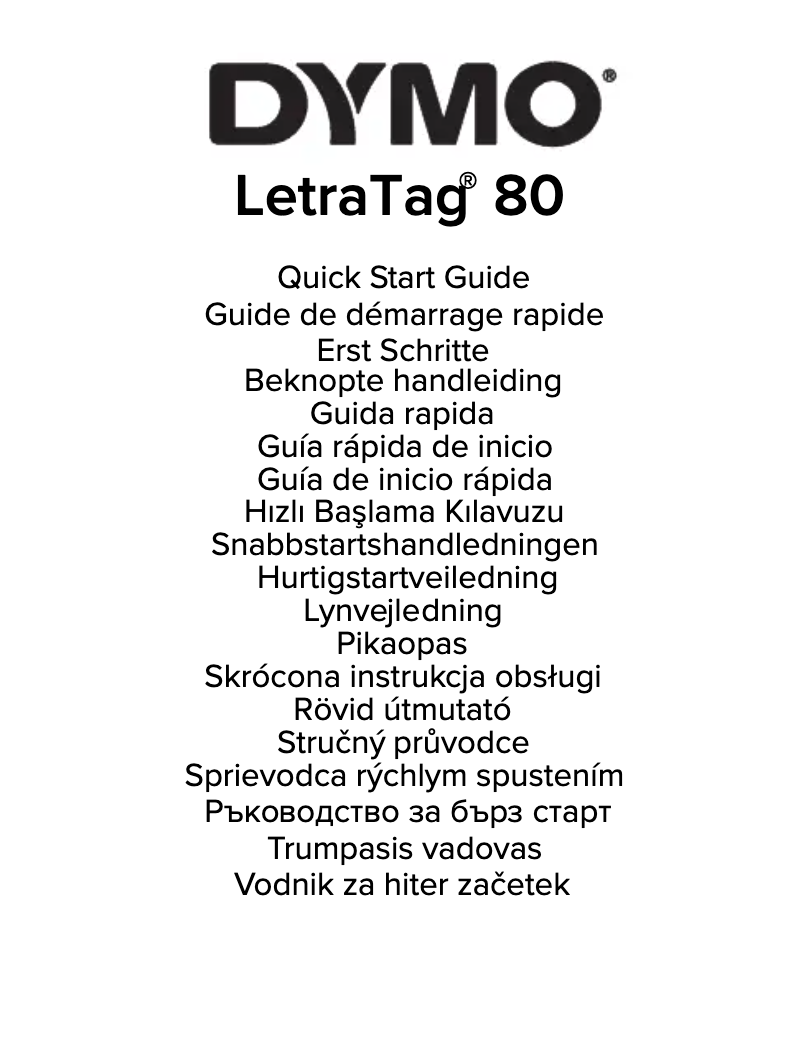 Image de la première page du manuel de l'appareil LetraTag 80