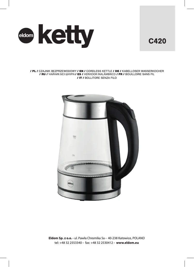 Page n°1 - Manuel utilisateur Eldom KETTY C420