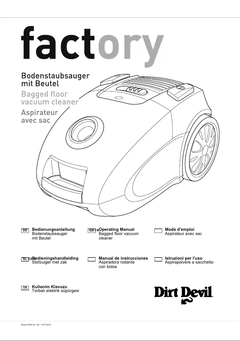 Page 1 de la notice Manuel utilisateur Dirt Devil Factory M3320