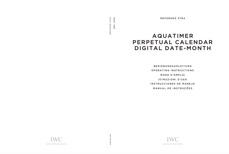 Page n°1 - Manuel utilisateur IWC Aquatimer Perpetual Calendar 3794