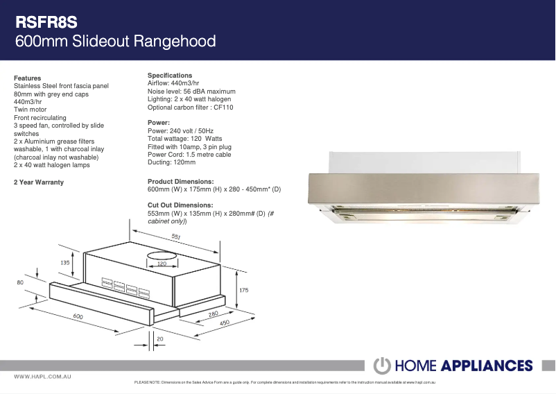 Image de la première page du manuel de l'appareil RSFR8S