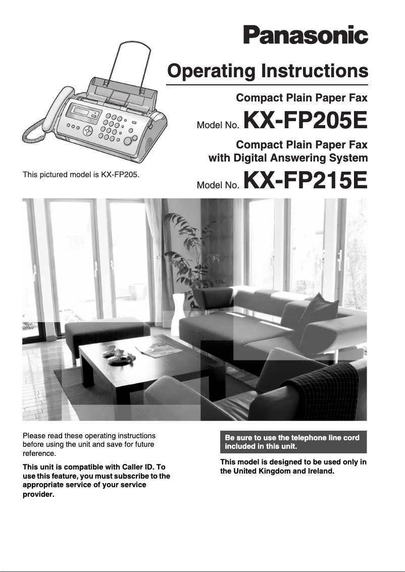 Page 1 de la notice Manuel utilisateur Panasonic KX-FP215E