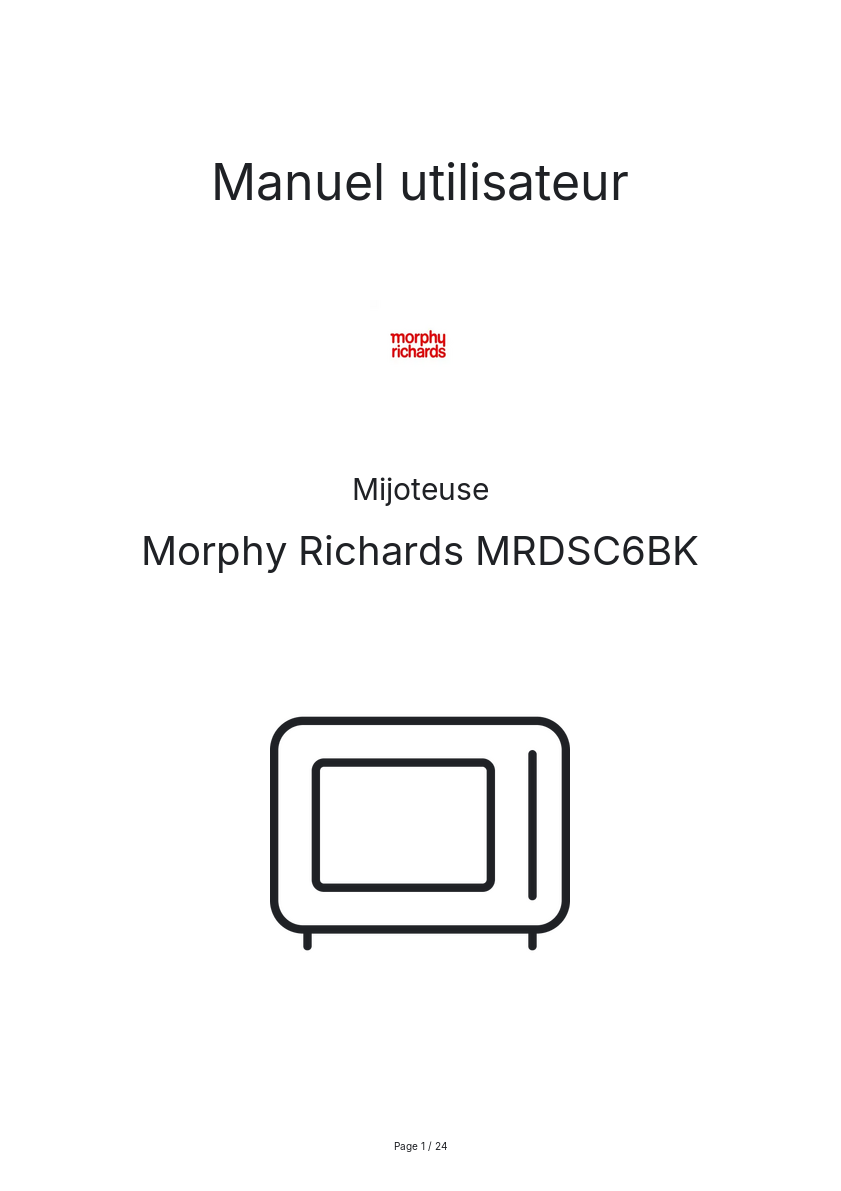 Image de la première page du manuel de l'appareil MRDSC6BK