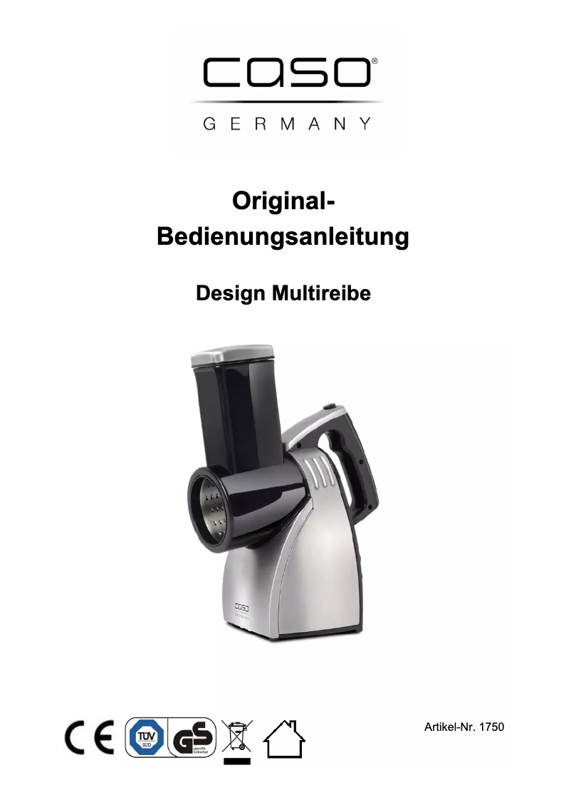 Page 1 de la notice Manuel utilisateur Caso 01750