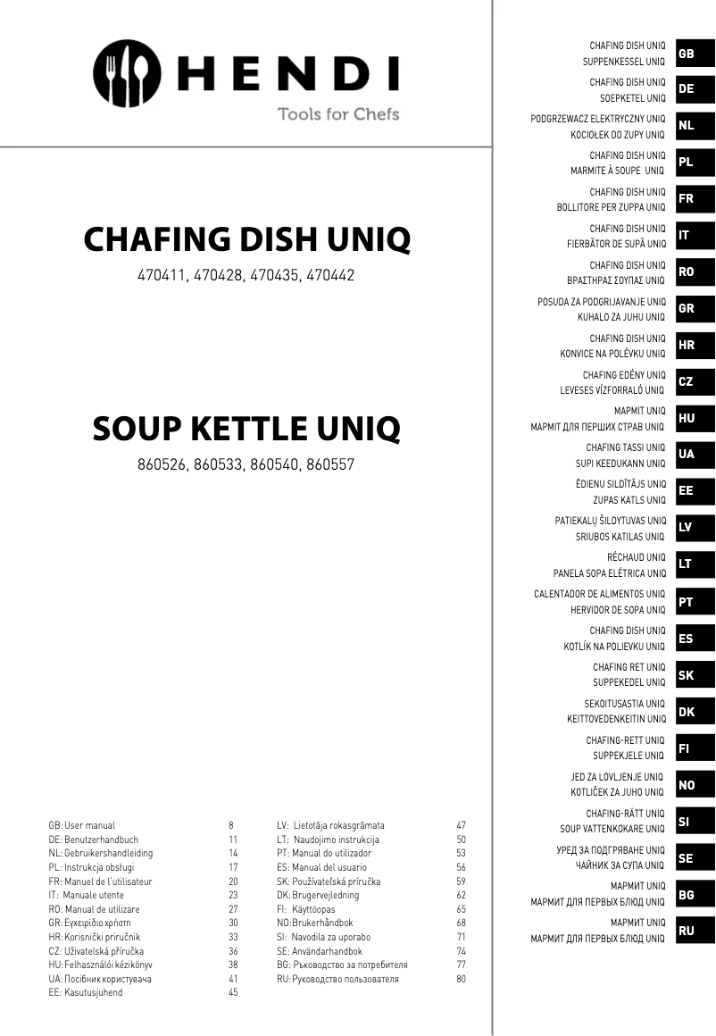 Page 1 de la notice Manuel utilisateur Hendi Uniq 470442