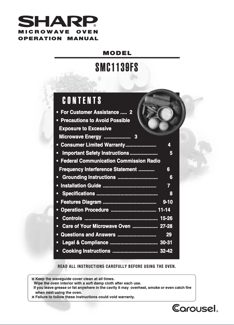 Page 1 de la notice Manuel utilisateur Sharp SMC1139FS