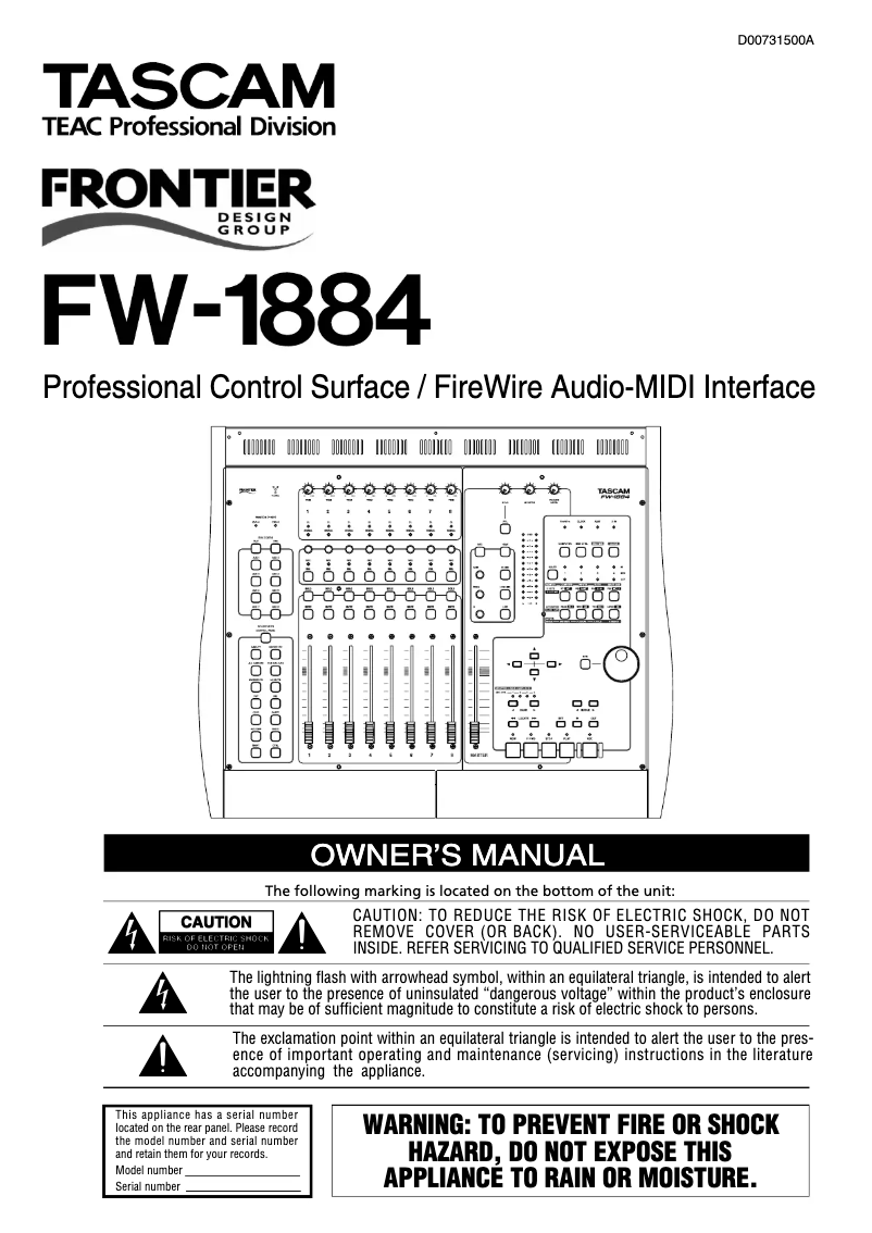 Page 1 de la notice Manuel utilisateur Tascam FW-1884