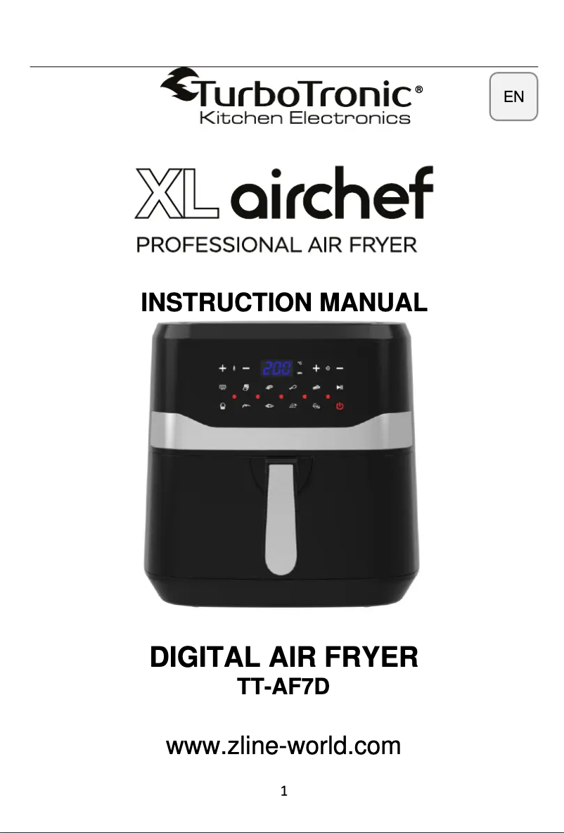 Page n°1 - Manuel utilisateur TurboTronic XL Airchef TT-AF7D