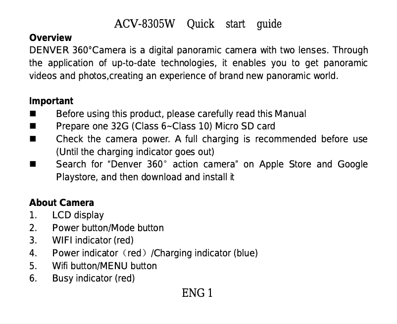 Page 1 de la notice Manuel utilisateur Denver ACV-8305