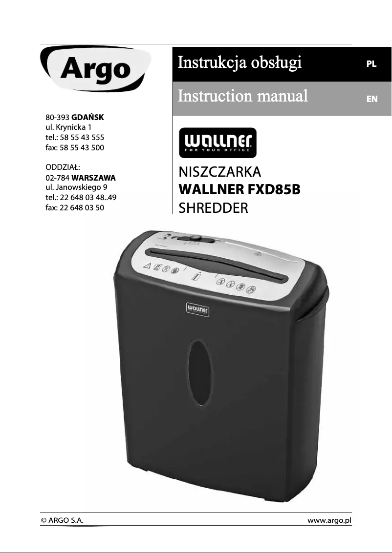 Image de la première page du manuel de l'appareil FXD85B