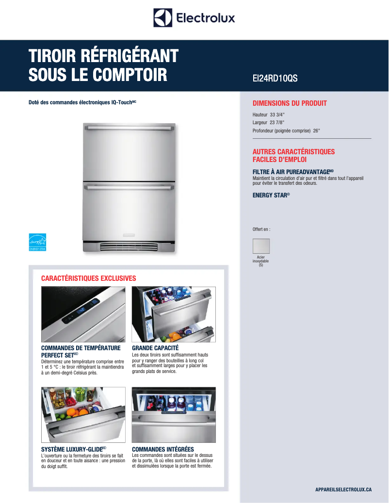 Page n°1 - Fiche technique Electrolux EI24RD10QS
