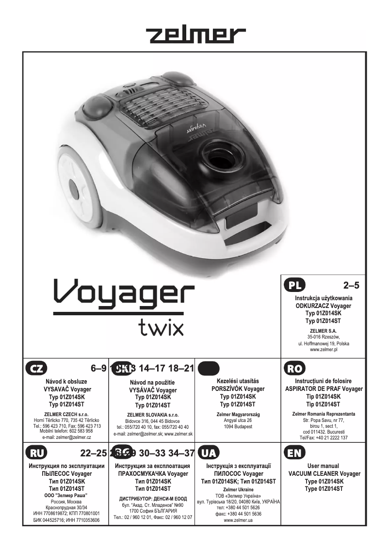 Image de la première page du manuel de l'appareil Voyager Twix 01Z014 SK
