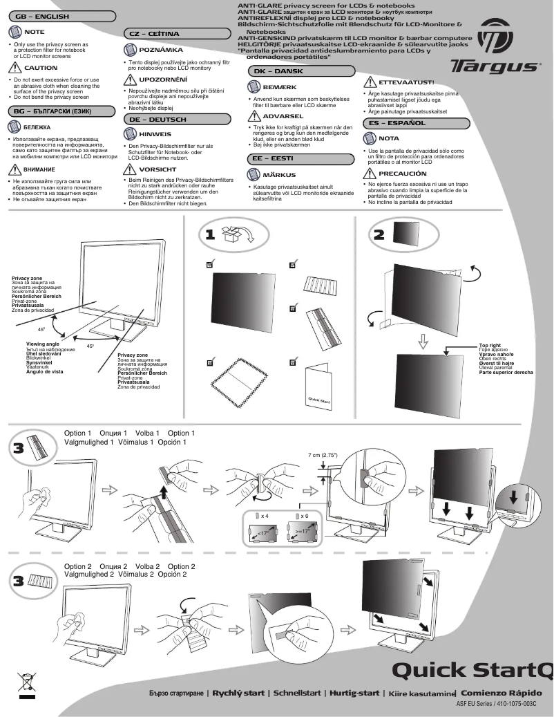 Page n°1 - Manuel utilisateur Targus ASF170EU