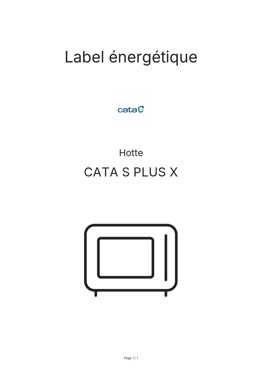 Page n°1 - Label énergétique CATA S PLUS X