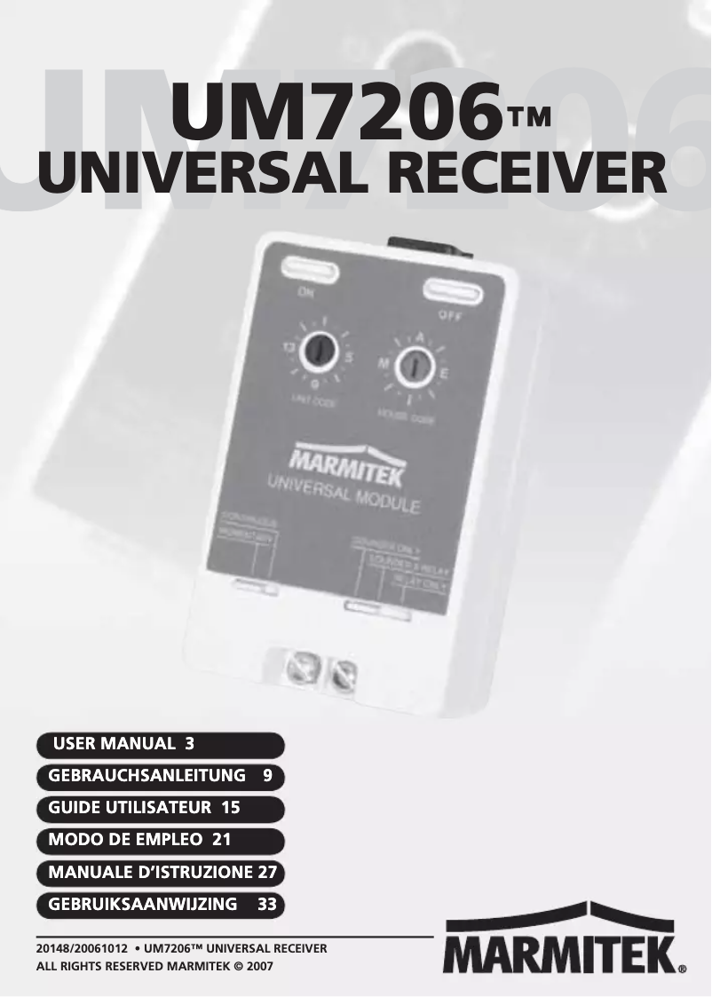 Image de la première page du manuel de l'appareil UM7206