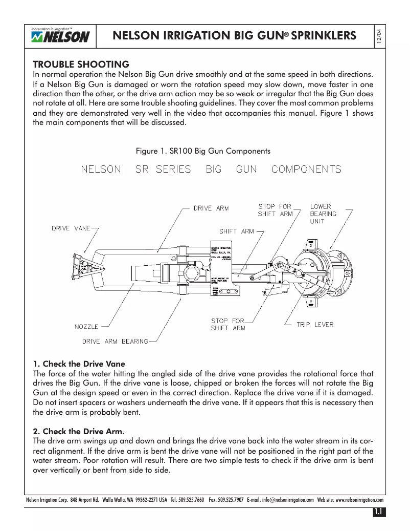 Page 1 de la notice Manuel utilisateur Nelson 100 Series Big Gun