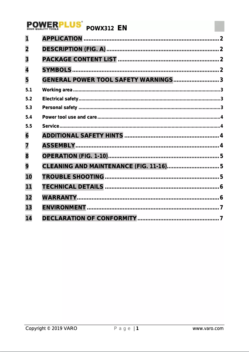 Image de la première page du manuel de l'appareil POWX312