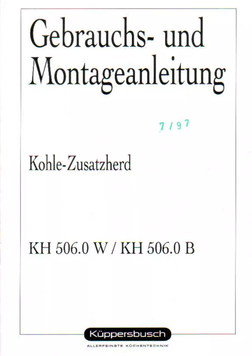 Image de la première page du manuel de l'appareil KH 506.0