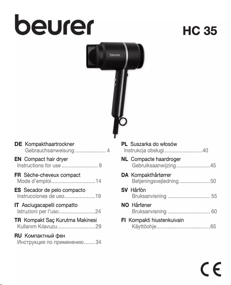 Page n°1 - Manuel utilisateur Beurer HC 35 Ocean