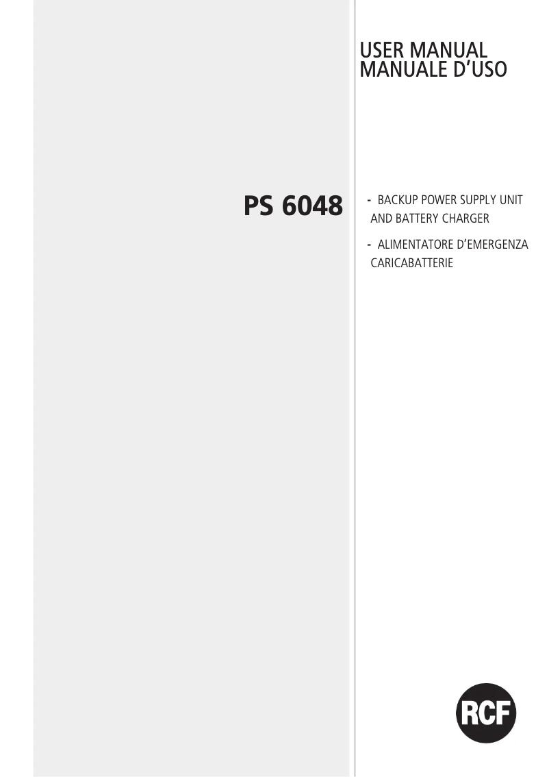 Page 1 de la notice Manuel utilisateur RCF PS 6048