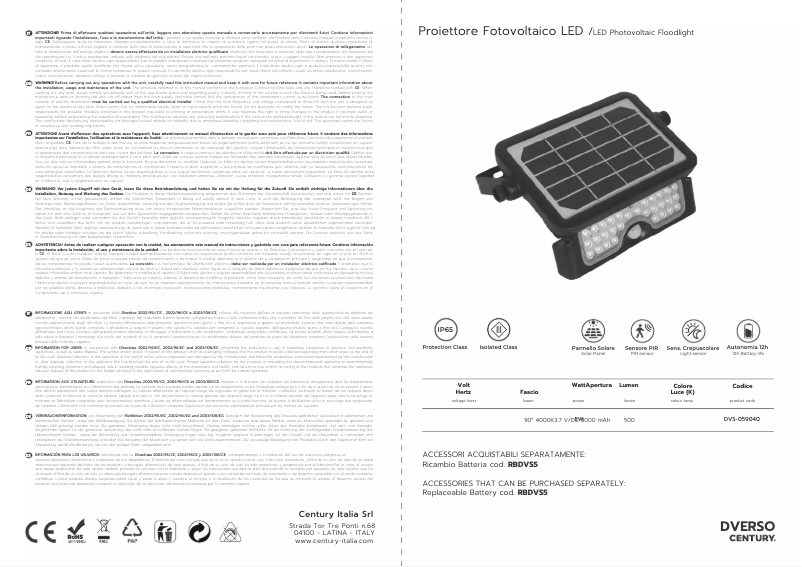 Page 1 de la notice Manuel utilisateur CENTURY DVS-059040