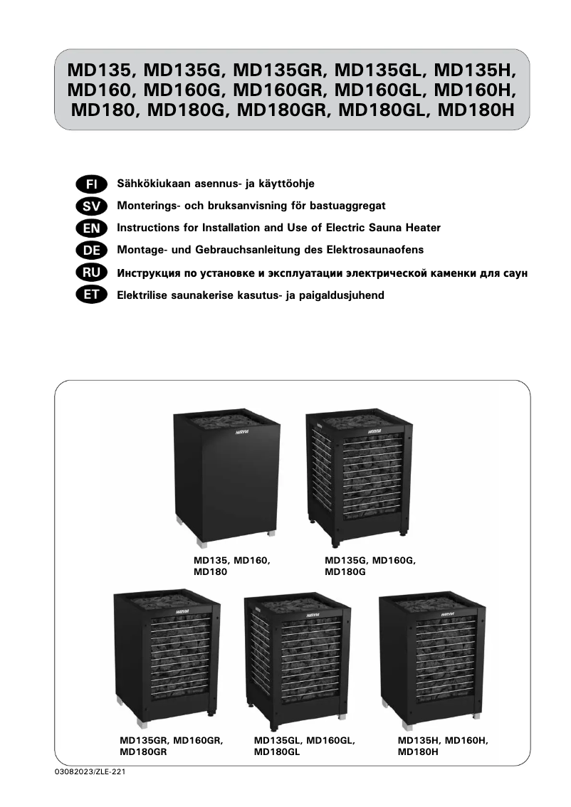 Page 1 de la notice Manuel utilisateur Harvia Modulo MD180GR HMD1804GR