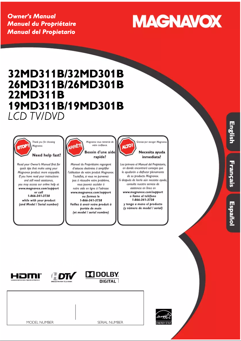Page 1 of the manual User Manual Magnavox 22MD311B