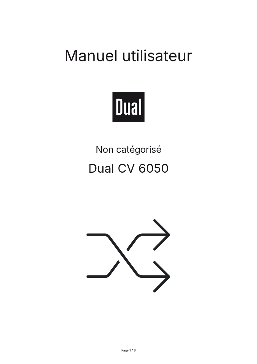 Page n°1 - Manuel utilisateur Dual CV 6050