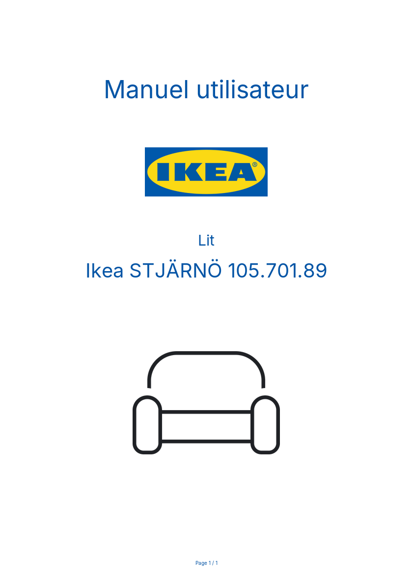 Page 1 de la notice Manuel utilisateur Ikea STJÄRNÖ 105.701.89