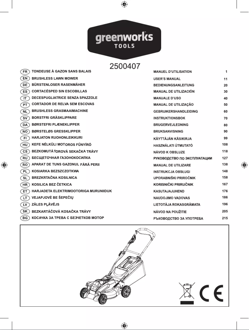 Página 1 del manual Manual de usuario Greenworks GD40LM45
