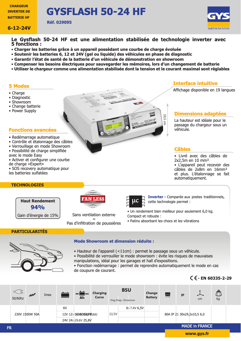Page n°1 - Fiche technique GYS Gysflash 50-24 PRO