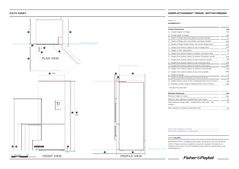 Page n°1 - Fiche technique Fisher & Paykel RF402BRXFDU5