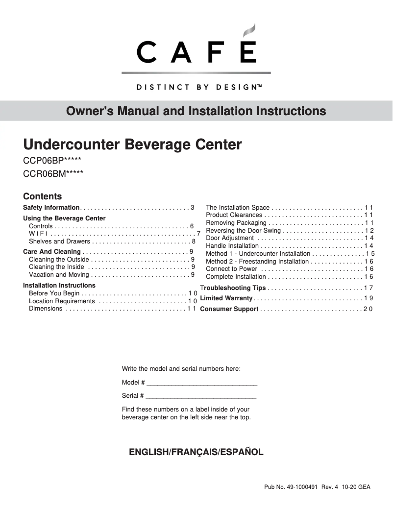 Page 1 of the manual Use and Maintenance Manual GE CCP06BP4PW2