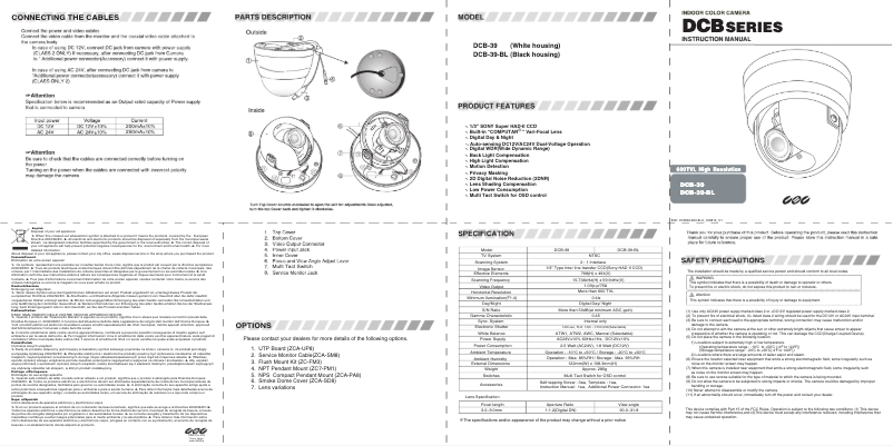 Image de la première page du manuel de l'appareil DCB-39-BL