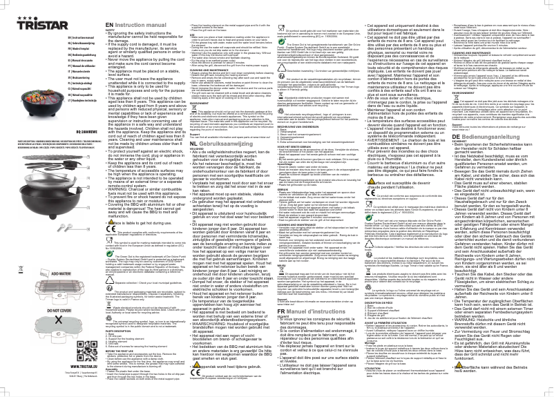 Page 1 de la notice Manuel utilisateur TriStar BQ-2880REWE