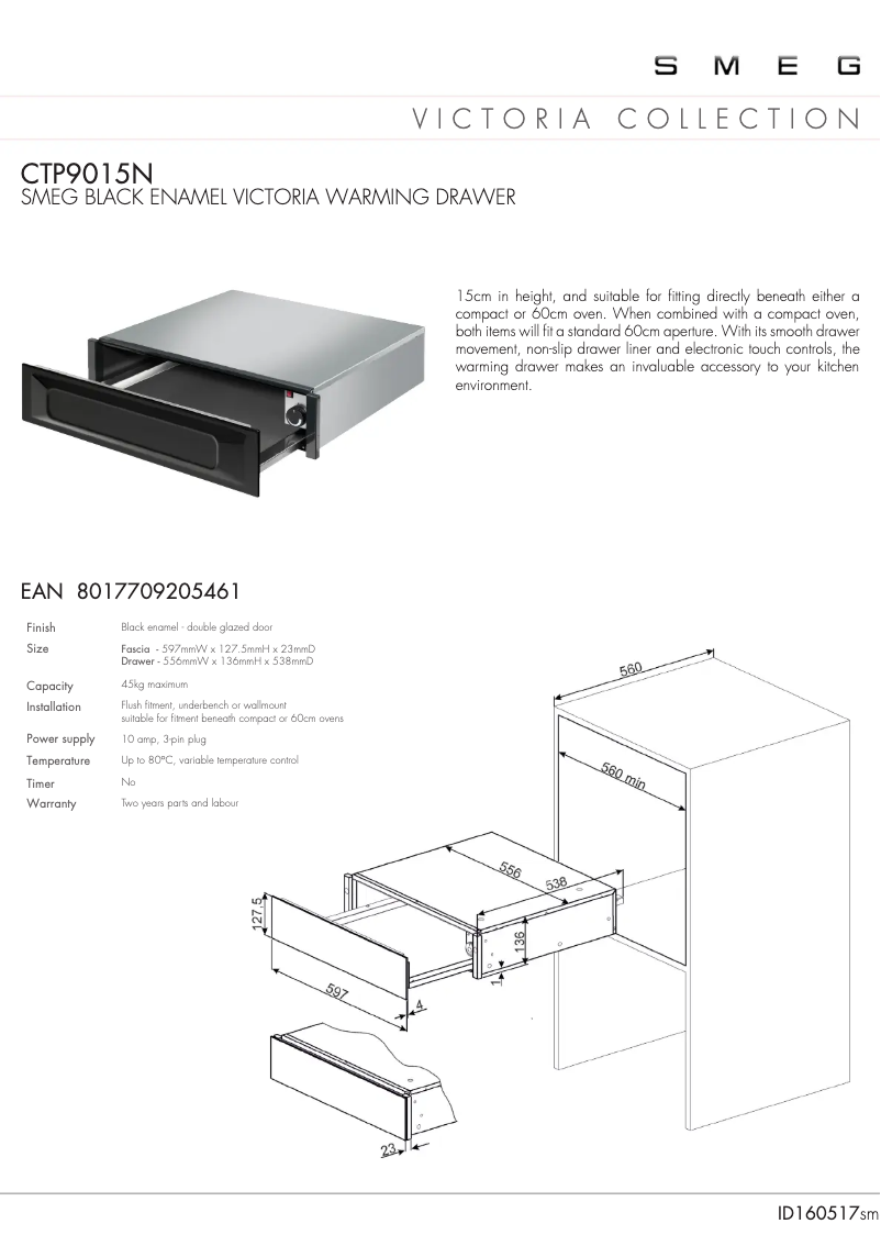 Page n°1 - Fiche technique Smeg CTP9015N